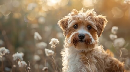 biewer terrier dog portrait wallpaper with good expression and blurred neutral background
