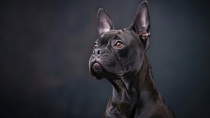 boxer dog portrait wallpaper with good expression and blurred neutral background
