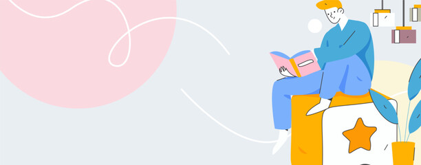 Character reading quietly vector concept operation hand drawn illustration
