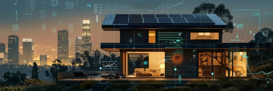design of a infographic diagram for battery packs alternative electric clean energy storage system at smart home with solar panels roof as backup or sustainable energy concepts