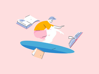 Character reading quietly vector concept operation hand drawn illustration
