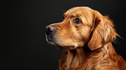 golden retriever dog portrait wallpaper with good expression and blurred neutral background