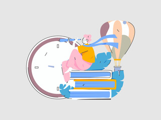 Character reading quietly vector concept operation hand drawn illustration
