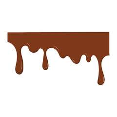 Cokelat meleleh menetes pada latar belakang putih, ilustrasi vektor realistis