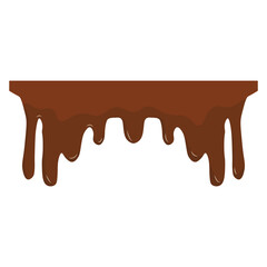 Cokelat meleleh menetes pada latar belakang putih, ilustrasi vektor realistis