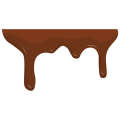 Cokelat meleleh menetes pada latar belakang putih, ilustrasi vektor realistis