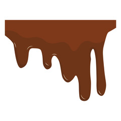 Cokelat meleleh menetes pada latar belakang putih, ilustrasi vektor realistis