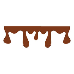 Cokelat meleleh menetes pada latar belakang putih, ilustrasi vektor realistis