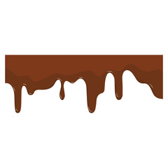Cokelat meleleh menetes pada latar belakang putih, ilustrasi vektor realistis