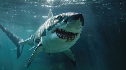 Fototapeta premium Glorious Blood thirsty shark illustration