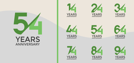 anniversary logo style set with green color and slash can be use for celebration moment