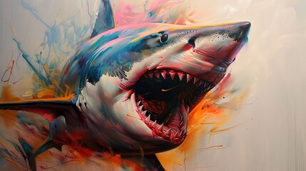 Wonderful A cartoon shark with open mouth and sharp teeth