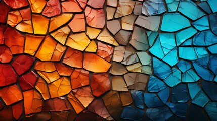 Modern and vibrant geometric glass tile design with abstract patterns and bright colors for a detailed and contemporary look.