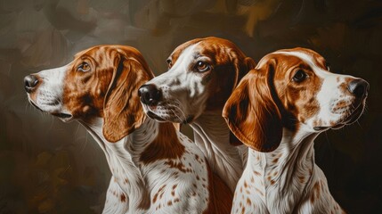 Portraits of American Fox Hound Dogs