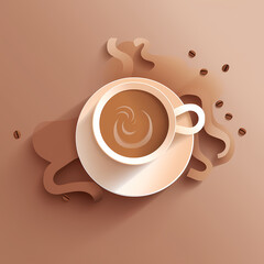 Paper cut 3d coffee poster banner template vector image