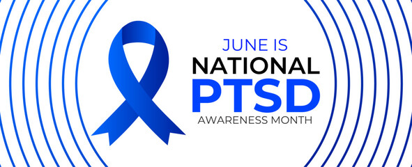 National PTSD Awareness month in June 27. Its will be raised awareness of posttraumatic stress disorder. Background, cover, flyer, brochure, poster, card, banner. Vector illustration