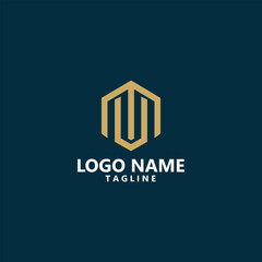 monogram letter MU modern geometric vector logo design