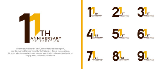 anniversary logo style set with black and yellow color can be use for celebration moment