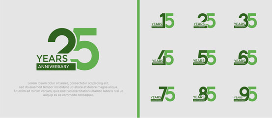 anniversary logo style set with green color can be use for celebration moment
