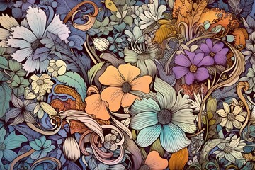 Whimsical Flora Fantasy an Intricately Designed Botanical Background