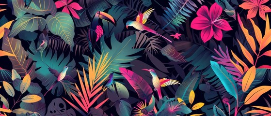 Seamless pattern with birds. Lovely, pretty pattern of parrots and flowers, leaves. For fabric, silk, printing.