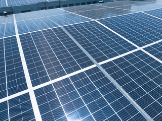 view of solar power panels on roof terrace