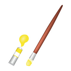 絵具と筆のイラスト（黄色）