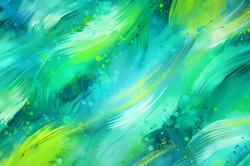 background with bright turquoise, lime green, and aqua brushstrokes