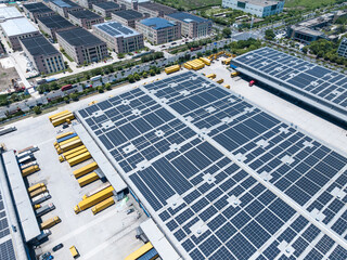 view of solar power panels on roof terrace