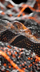 Mesmerizing Digital Fractal Art with Glowing Hexagonal Patterns and Vibrant Luminous Textures