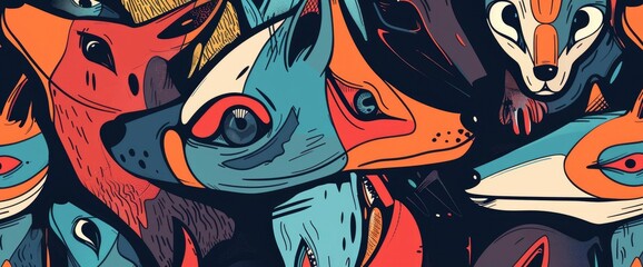 Abstract Animal Shapes, Cartoon Style, Background