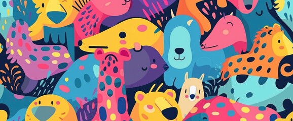 Obraz premium Abstract Animal Shapes, Cartoon Style, Background