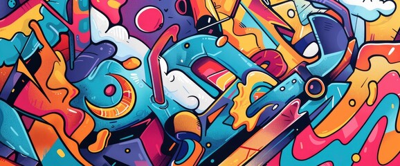 Abstract Art Inspired By Street Culture, Cartoon Style, Background