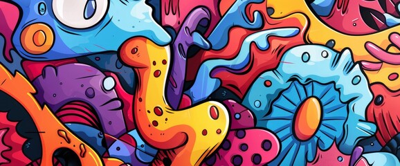 Fototapeta premium Abstract Art Inspired By Street Culture, Cartoon Style, Background