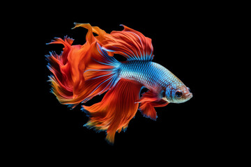 Fototapeta premium Colorful Siamese fighting fish on black background. Multicolored betta fish