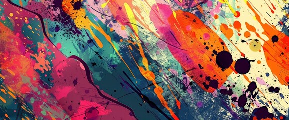 Abstract Art Using Mixed Media, Cartoon Style, Background