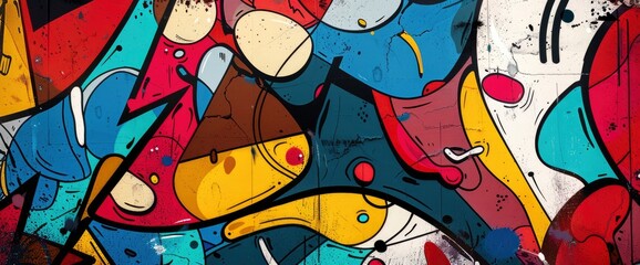 Abstract Art Using Mixed Media, Cartoon Style, Background