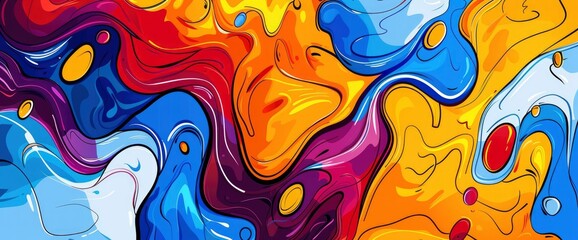 Obraz premium Abstract Art Using Vibrant, Contrasting Colors, Cartoon Style, Background
