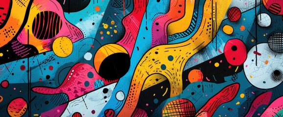 Fototapeta premium Abstract Art With A Focus On Textures, Cartoon Style, Background