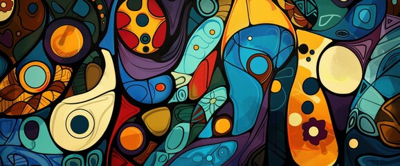 Naklejka premium Abstract Art With A Playful, Whimsical Touch, Cartoon Style, Background