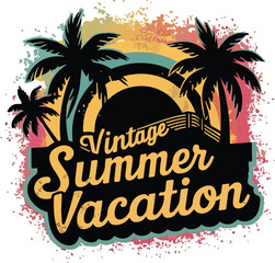 Summer tropical sale t-shirt vector with palm tree silhouette