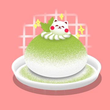 Ice cream, dessert, food, sweets, moci, dessert illustration, illustration cute food, sweet food, japan food, viral food