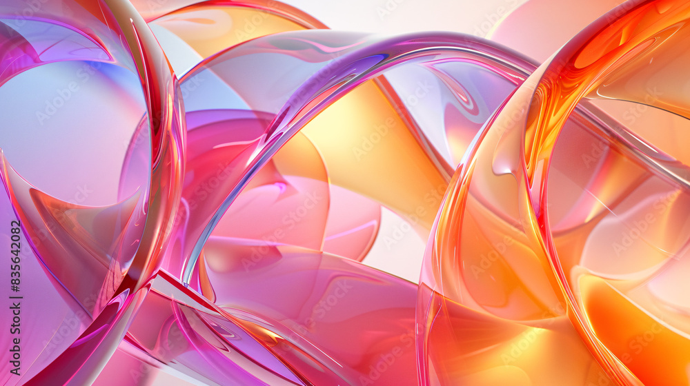 Poster gradient wave glass art abstract wave-like glass structures in soft and vibrant gradient colors.
