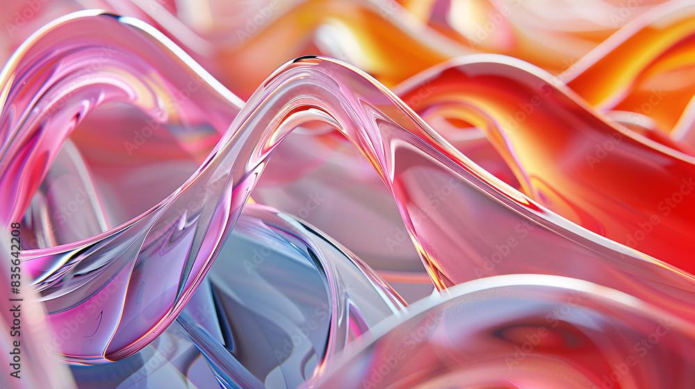 Aufkleber translucent rainbow waves an abstract design featuring smooth glass waves with rainbow color gradien