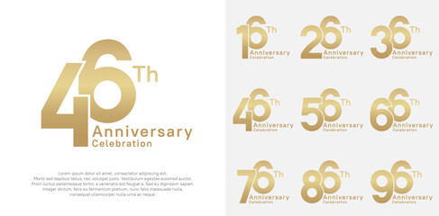 anniversary vector design set with gold color for special moment celebration
