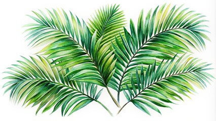 Watercolor sketch of palm leaves on white background , palm leaves, watercolor, sketch, tropical, botanical, art, painting, greenery, nature,artistic, foliage, plant, exotic
