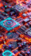 Fototapeta premium Vibrant Technological Circuitry - Intricate Digital Patterns and Vivid Colors