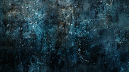 Dark grungy wall background merging deep black and blue tones with a textured worn appearance