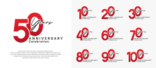 anniversary logotype vector design with red and black color can be use for special moment celebration