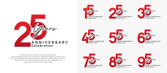 anniversary logotype vector design with red and black color can be use for special moment celebration